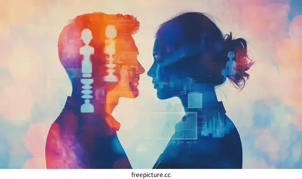 Two People Mind Connection Illustration