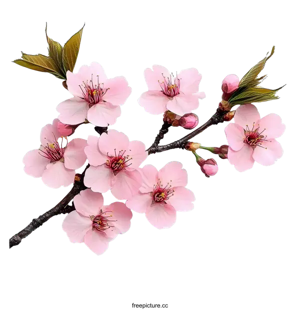 [Transparent Background PNG]Beautiful Cherry Blossom Branch on White Background