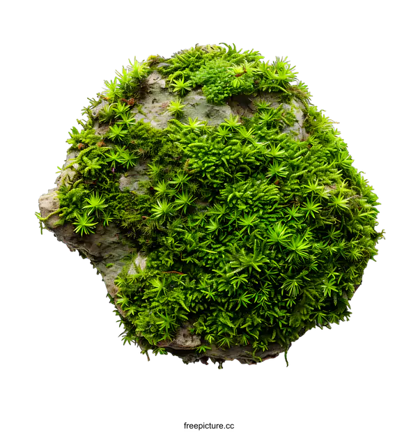 [Transparent Background PNG]Green moss on a rock isolated on a white background