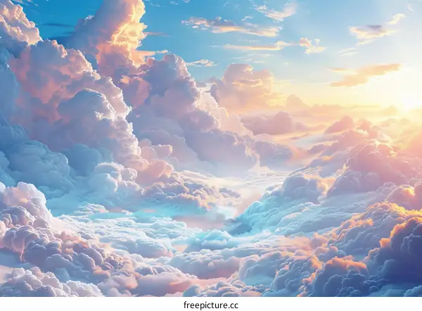 Beautiful Pastel Sky with Fluffy Clouds