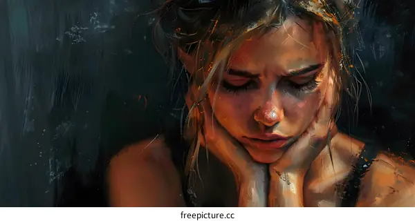 portrait of a sad young woman