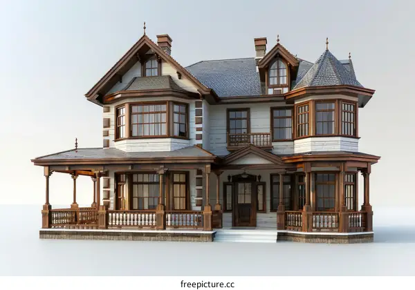Elegant Victorian Style House Exterior Illustration