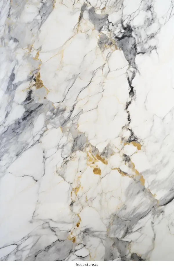 White marble texture with grey and gold veins
