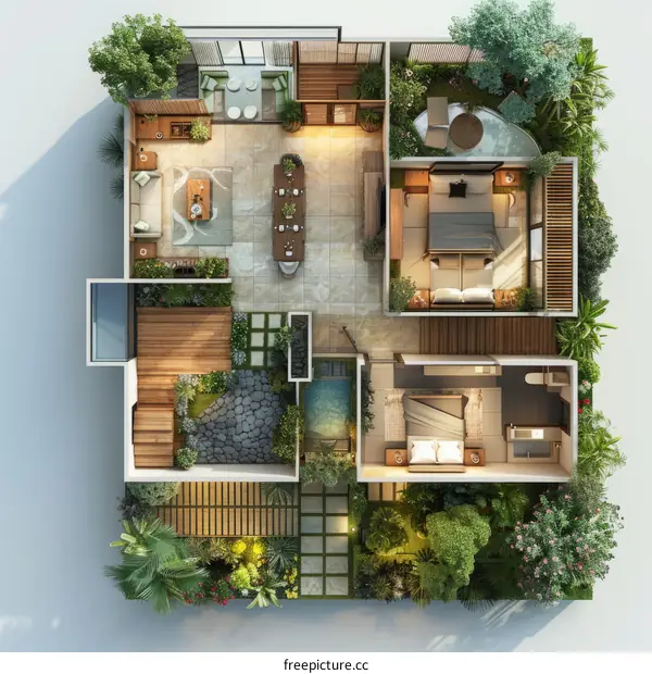 Modern House Plans with Inviting Garden