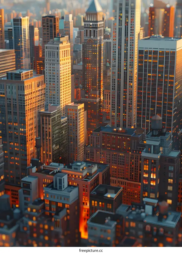 A miniature view of the New York City skyline