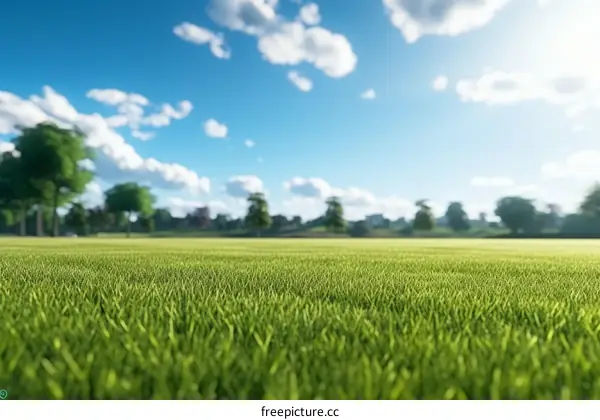 Grass field with trees in the distance