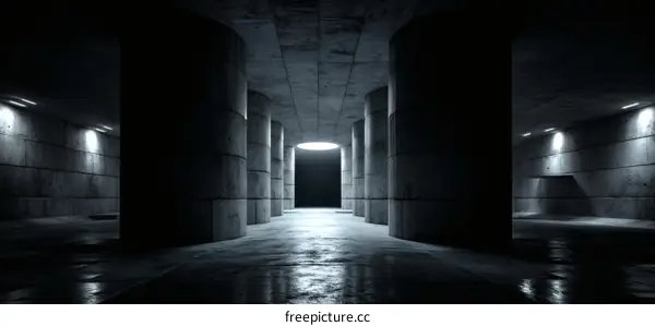 Abstract Concrete Tunnel Interior Design