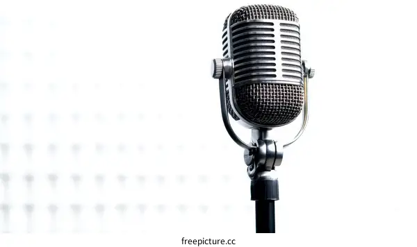 Vintage Microphone on White Background