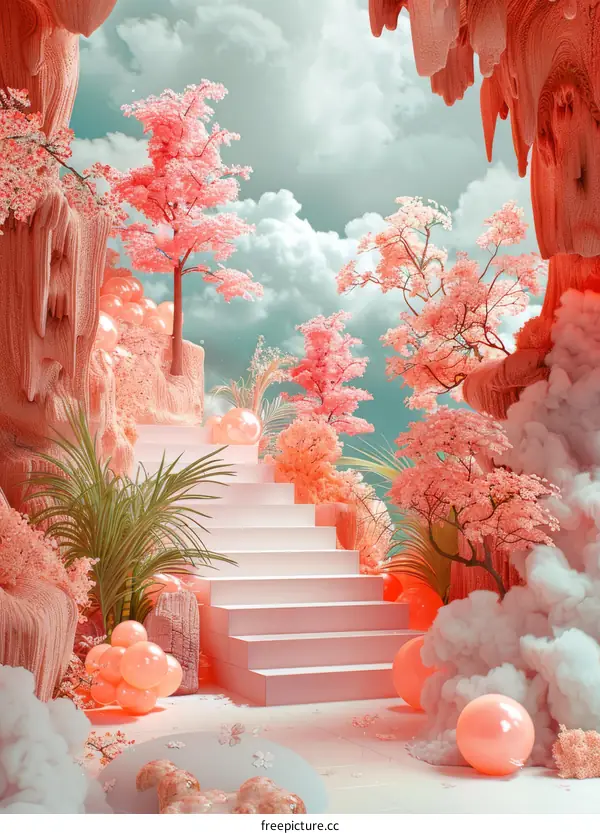 A Pastel Pink Dreamy Stairway to Sky
