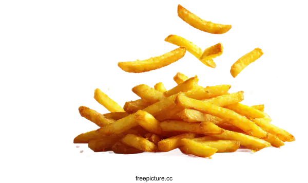 [Transparent Background PNG]Crispy French Fries in Action