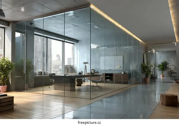 Modern Office with Glass Partitions