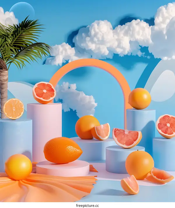 Summer Fruit Minimalist 3D Illustration