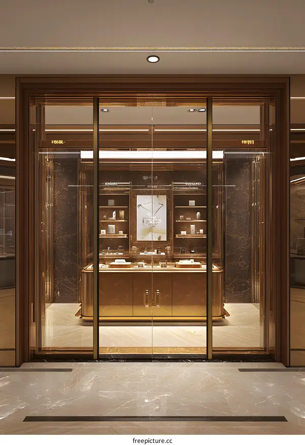 Luxury Store Interior Design with Gold Accents