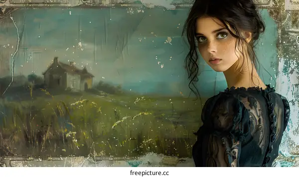 portrait of a girl in front of a painting