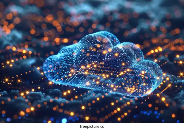 Blue and Orange Cloud of Data Particles