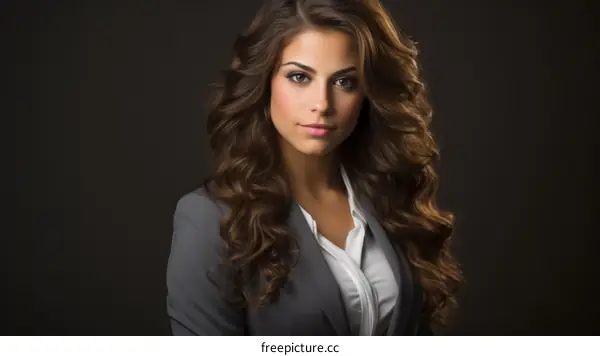 portrait of a beautiful young woman in a suit