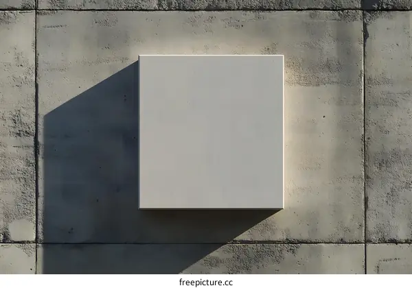 Blank Square Sign on Concrete Wall