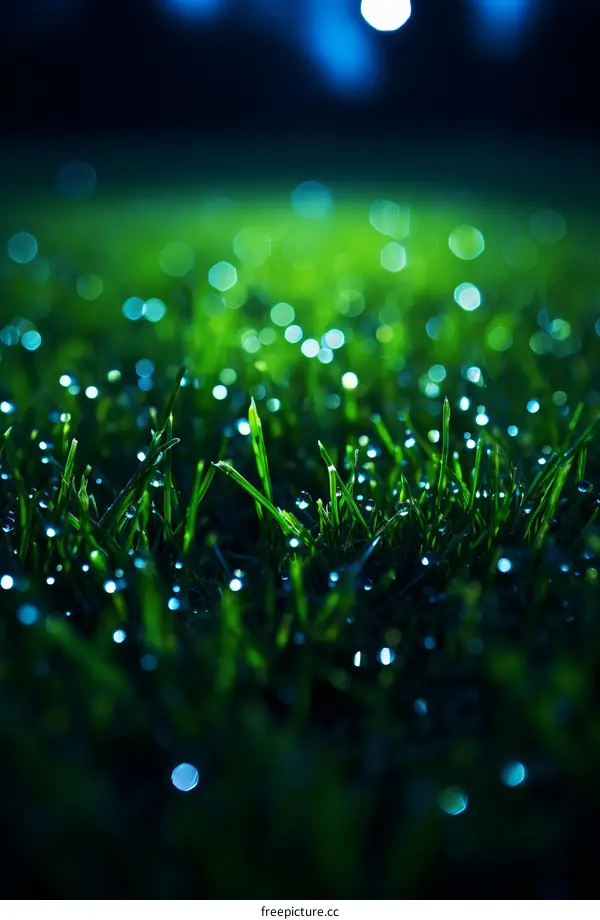 Close-up of wet grass with bokeh