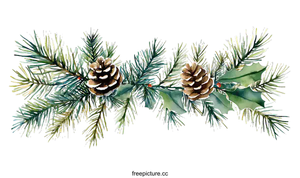 [Transparent Background PNG]Christmas Fir Branch Watercolor Illustration