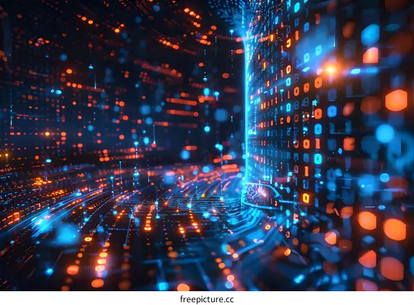 Digital Data Flowing Through Cyberspace