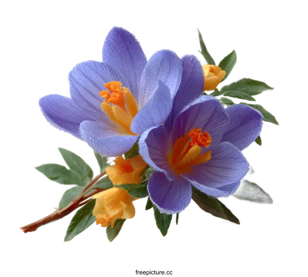 [Transparent Background PNG]Delicate Spring Crocus Bouquet Close Up