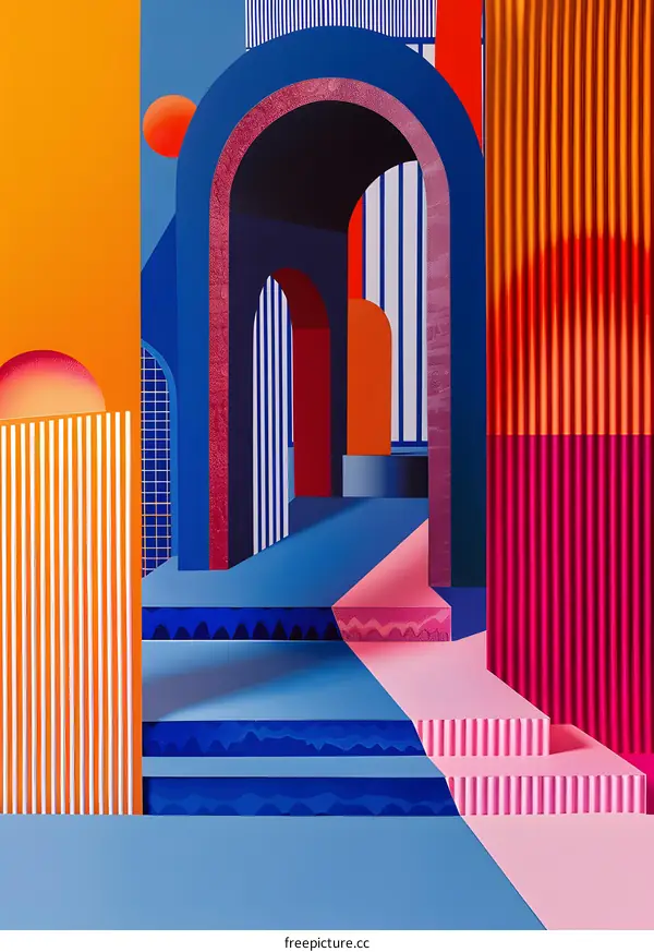 Abstract Colorful Geometric Shapes Architecture