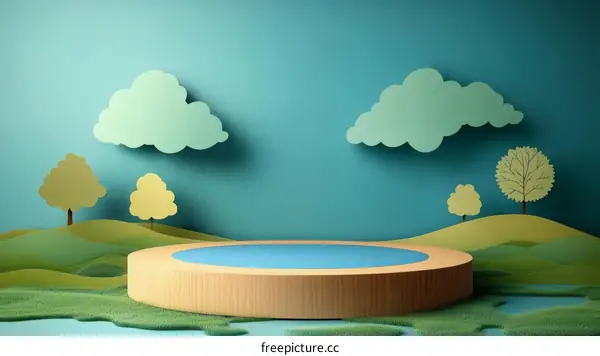 Cute Cartoon Landscape Display Podium