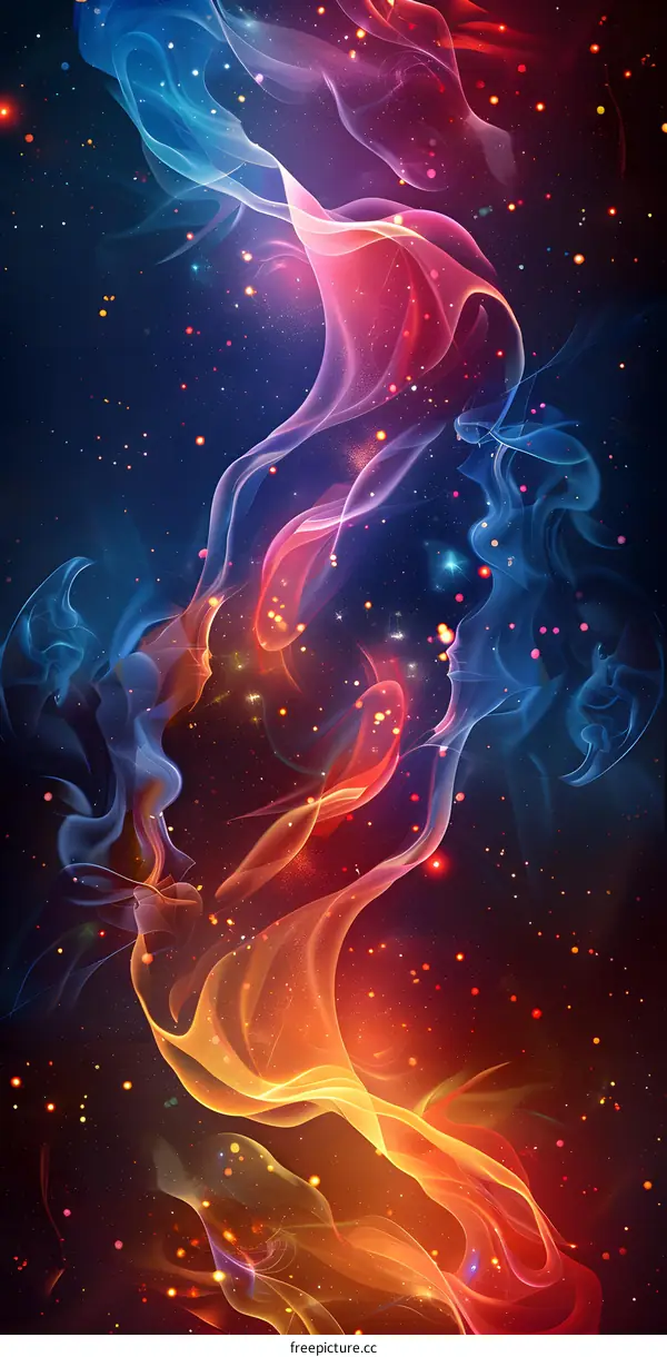 Colorful smoke and stars