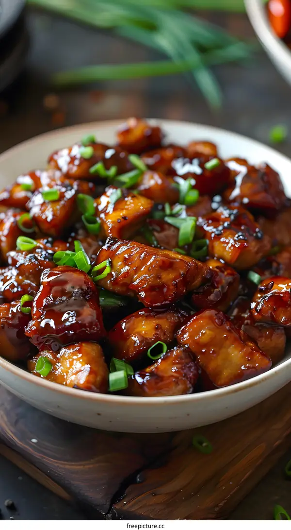 Bowl of honey garlic chicken
