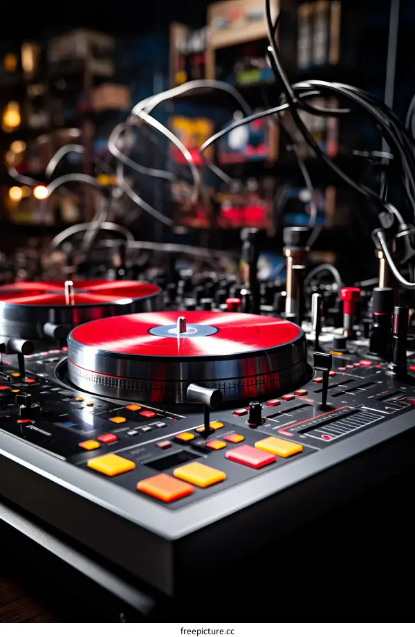 Stylish DJ Turntable with Red Record Player