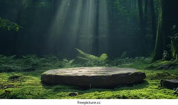 Forest Sunlight on Stone Platform