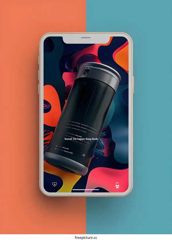 Phone Mockup With Colorful Abstract Shapes
