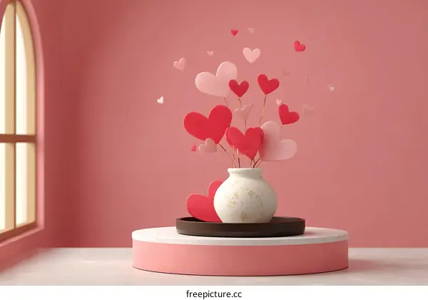 Heart Shaped Flowers Arrangement on Display