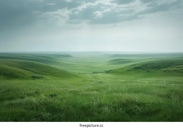 Emerald Hills Underneath a Cloudy Sky