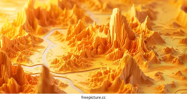 Abstract 3D Topographic Map