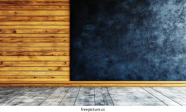 Modern Empty Interior Design with Wood and Dark Wall