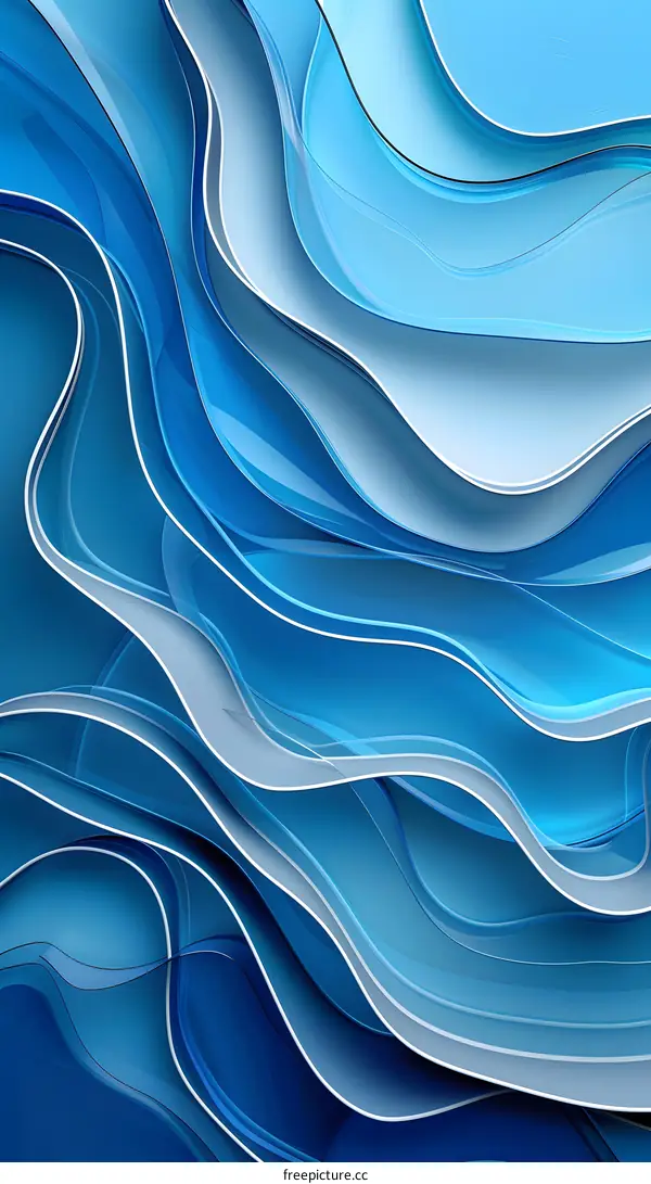 Blue and white abstract waves background