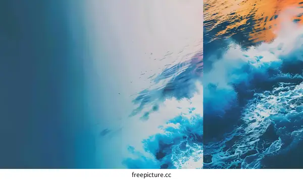 Abstract Blue Water Splashing Waves