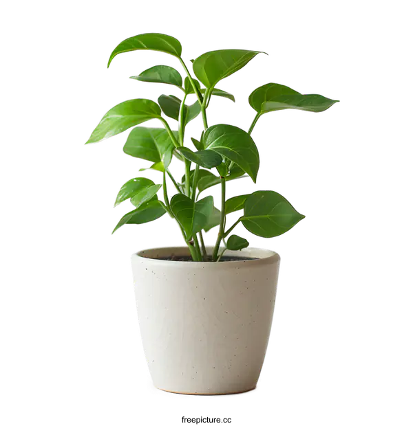 [Transparent Background PNG]A small green potted plant sits on a solid white background.