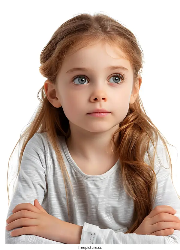 Portrait of a little girl with red hair and blue eyes