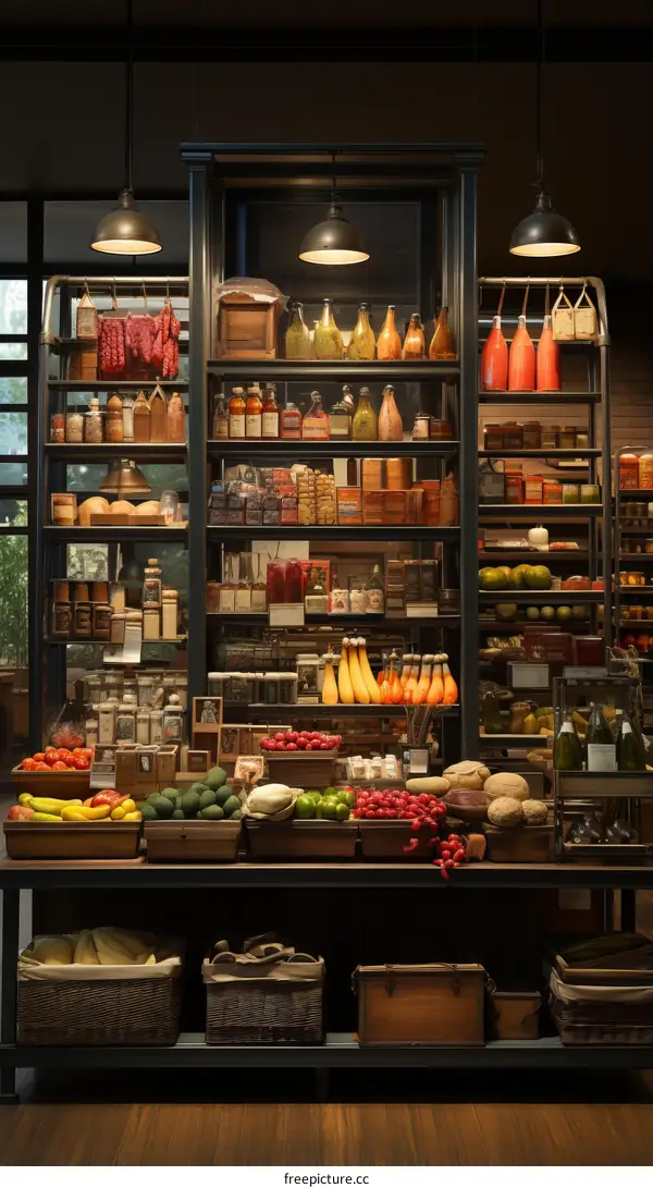 Grocery Store Aisle with Abundance of Products
