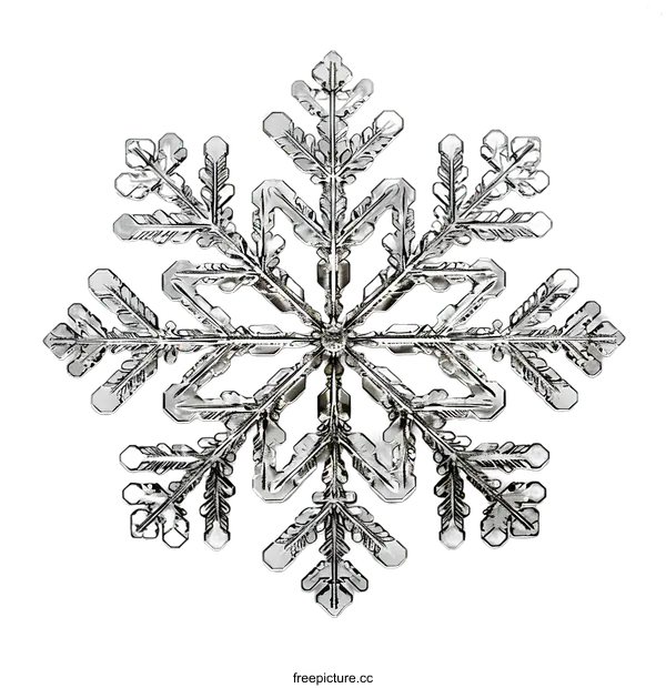 [Transparent Background PNG]Close Up Macro Photography of a Single Snowflake on White Background