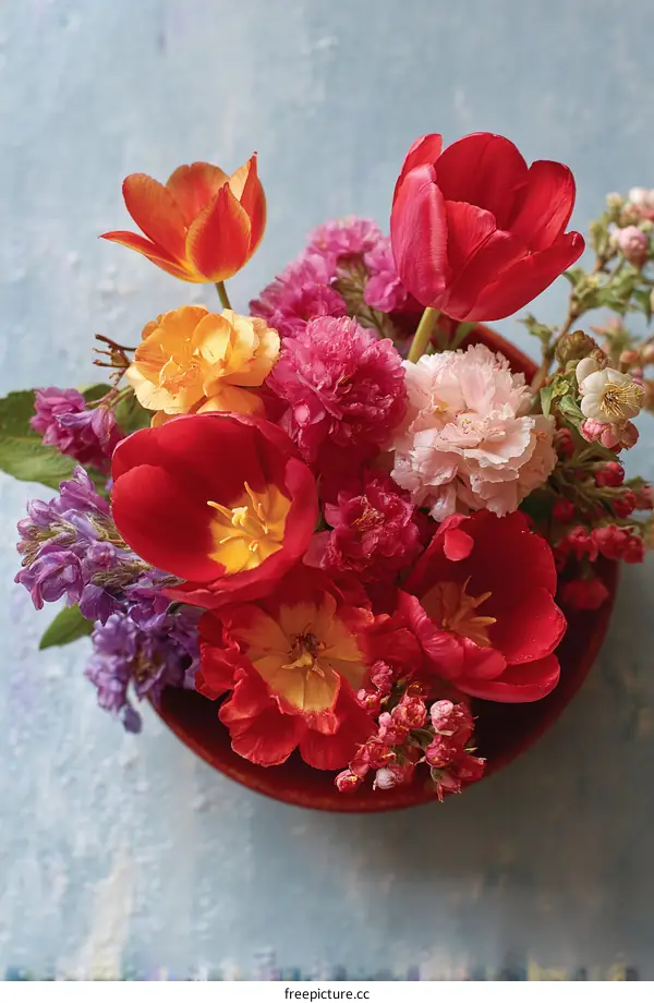 Colorful Flower Arrangement in a Bowl