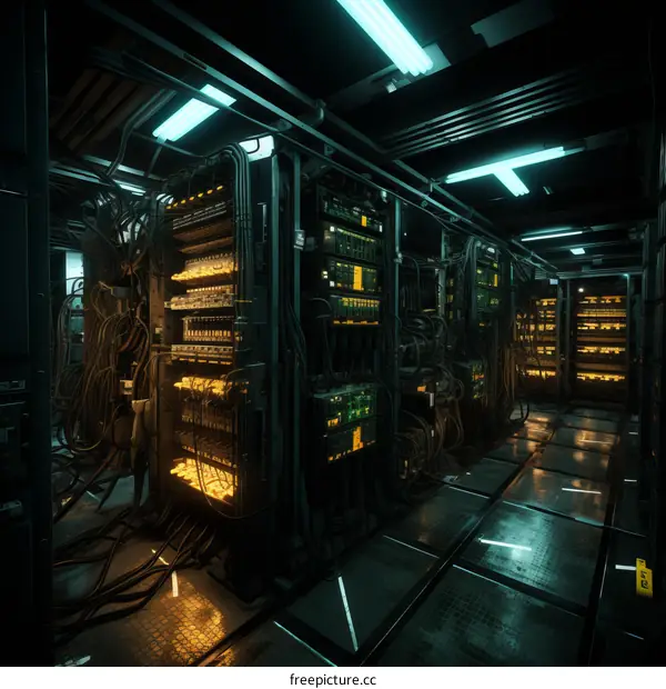 Glowing Server Room: Futuristic Data Center