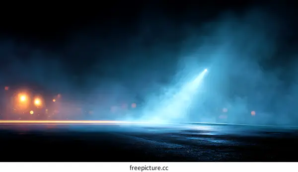 Night Scene Empty Asphalt Road with Light