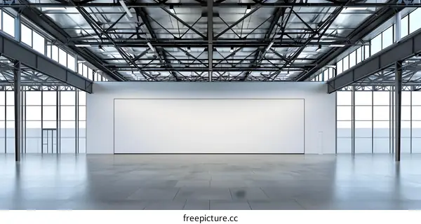 Empty Industrial Space with White Wall
