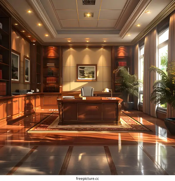Luxury Office Interior Design With Wooden Furniture
