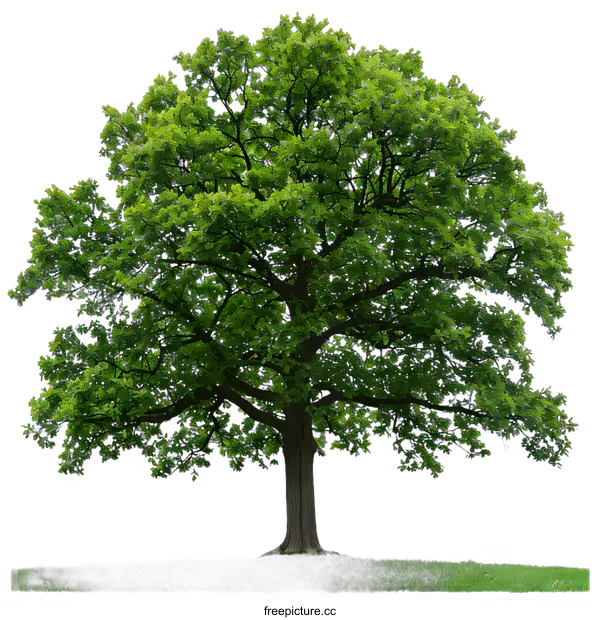 [Transparent Background PNG]Large Green Oak Tree Isolated on White Background