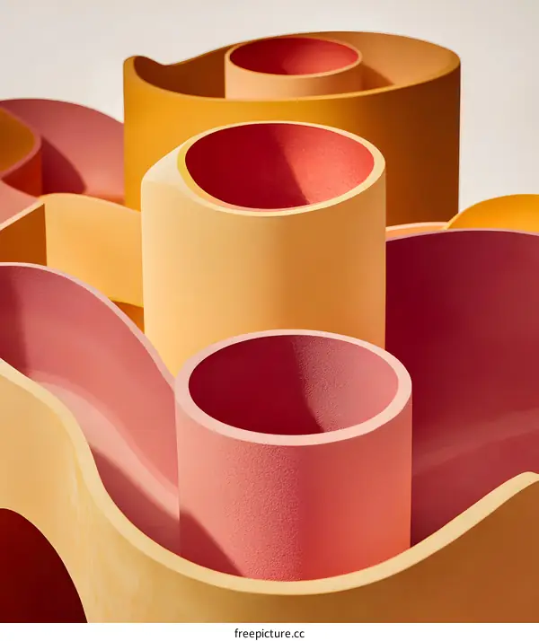 Abstract Minimalist Yellow and Pink Geometric Shapes