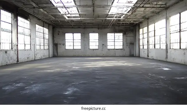 Empty Industrial Building With Large Windows